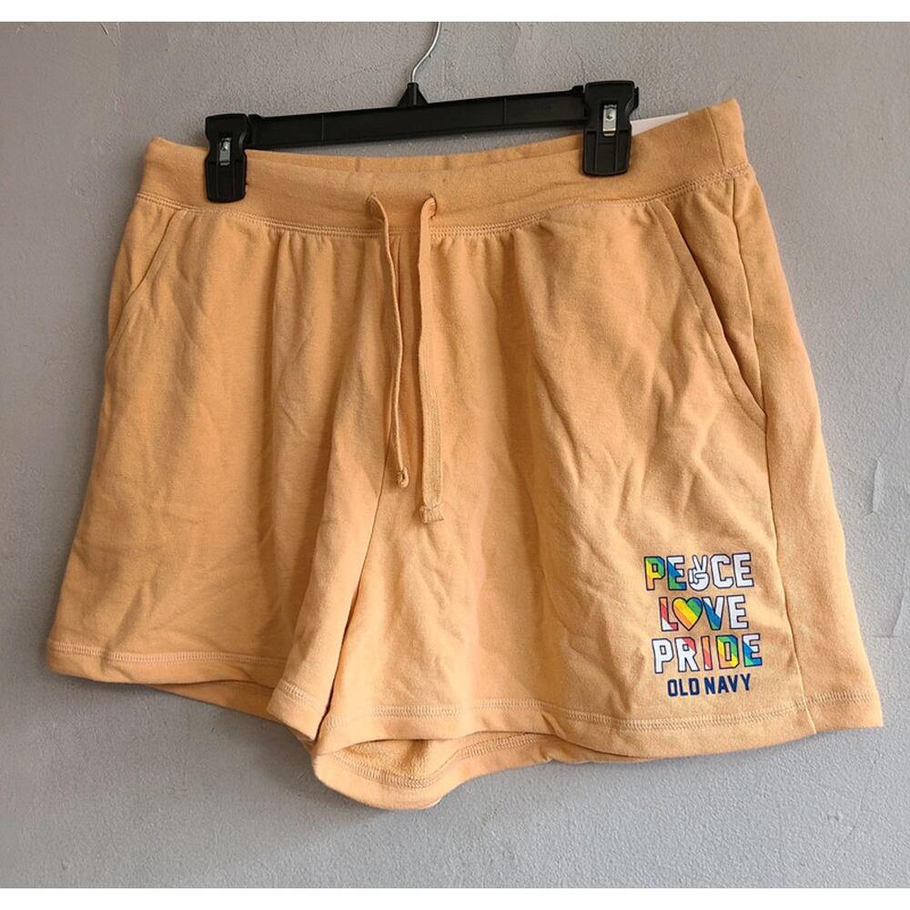 NEW women's large Old Navy pride sweatpants shorts casual peach high rise